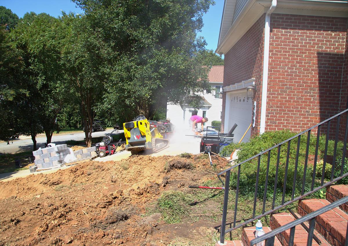 The loader working a trench.